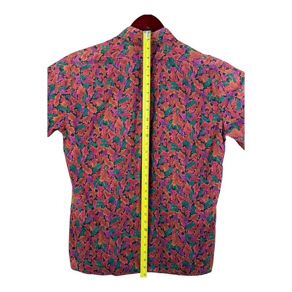 Vintage 1980s Hilo Hattie Fall Leaves Vibrant Hawaiian Made in USA Large Shirt - Picture 8 of 10